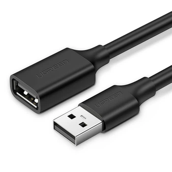 USB кабель удлинитель USB на USB UGREEN US103 Extension Cable (2m, 480 Mbit/s, USB 2.0). Black