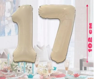Цифри кулі 17 світла карамель набір повітряних фольговані на день народження 102 см