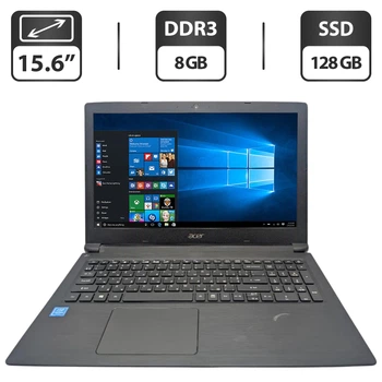Ноутбук Acer Aspire 3 A315-33 / 15.6" (1366x768) TN / Intel Pentium N3710 (4 ядра по 1.6 - 2.56 GHz) / 8 GB DDR3 / 128 GB SSD / Intel Graphics / WebCam б/у