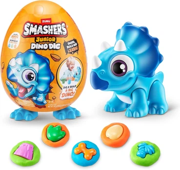 Игровой набор с динозавром Трицератопс и тестом для лепки Zuru Smashers Junior Dino Triceratops 74116B