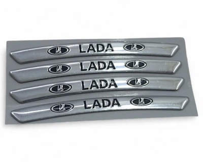 Емблема обода колеса Lada 4 шт Алюміній наклейка на диски на скотчі Сірі