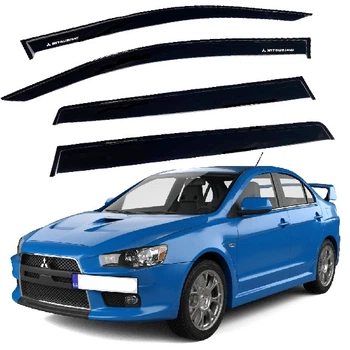 Дефлектори вікон вітровики Mitsubishi Lancer X 2007- Скотч 3M Voron Glass
