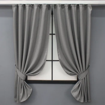 Комплект коротких штор VR-Textil Лен-блэкаут № 1797ш Серый 130х170см 2 шт (35-0380)