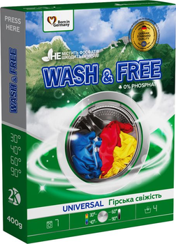 Порошок для прання Wash&Free універсальний Гірська свіжість 400 г (4262396141897)