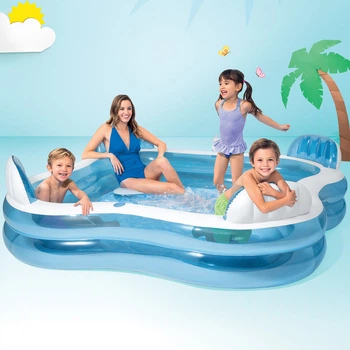 Надувной бассейн Intex Family Lounge Pool 229×229 см с сиденьями и подстаканниками