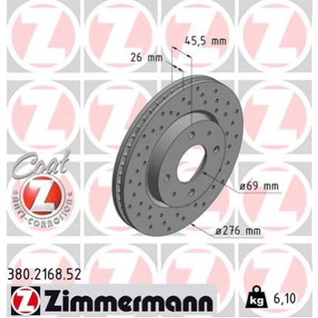 2шт, Гальмівний диск ZIMMERMANN 380.2168.52
