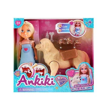 Кукла Ankiki с собакой и щенятами, муляжи еды для животных, высота 13 см (606001)