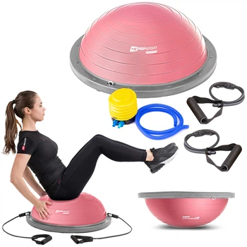 Балансувальна платформа (напівсфера) BOSU Hop-Sport HS-L058 рожева. 58 см, для фітнесу, йоги, реабілітації, тренувань