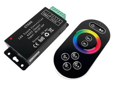 Контролер RGB радіо сенсорний 8 кнопок 18А 12-24V Чорний