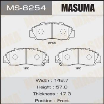 Колодки гальмівні MASUMA MS8254 Honda HR-V, Prelude, CR-V, Accord, Legend 06450S0AJ00, 06450S0KJ11, 06450S2HE50