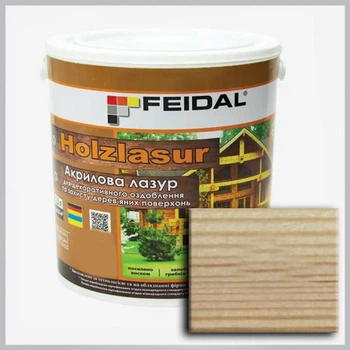 Акриловая лазурь Holzlasur Feidal бесцветная 2,3 л