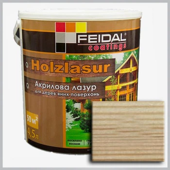Акриловая лазурь Holzlasur Feidal бесцветная 4,5 л