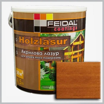 Акриловая лазурь Holzlasur Feidal тик 4,5 л