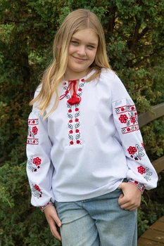 Вишиванка для дівчинки V&V Малинка 146 Білий (010426193-001)