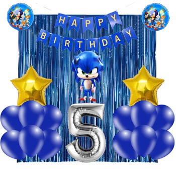 Фотозона Із Кульок Сонік Sonic Happy Birthday З Фонтанами (18 кульок)