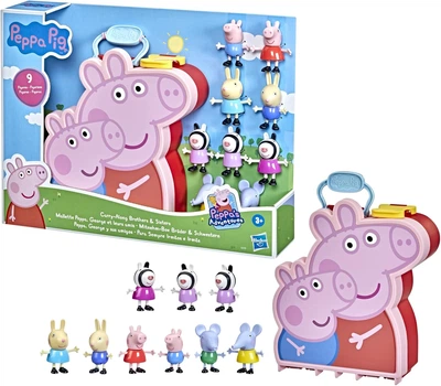 Набор Свинка Пеппа 9 фигурок в Кейсе Peppa Pig Peppa's Adventures Carry-Along Brothers & Sisters Hasbro F2173