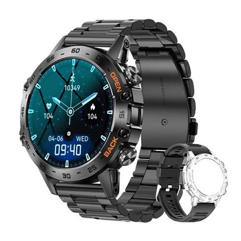 Чоловічий розумний годинник Modfit K52 Black Steel + ремінець в подарунок