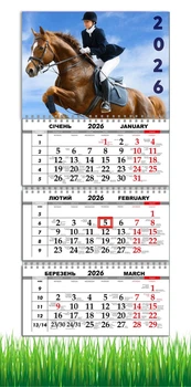 Календарь настенный квартальный на 2026 год на три пружины, Apriori, год Лошади, Лошадь, символ года Лошадь, Horses , 29,7х61см , 6 вид