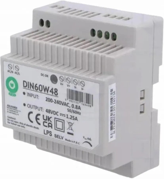Transformator do lamp POS DIN Rail PSU 48V/1.25A (DIN60W48)