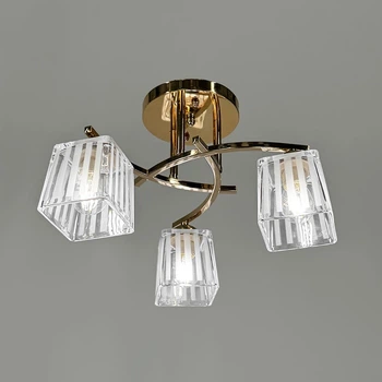 Люстра потолочная Light House LNF-17531/3 FGD золото с прозрачно-полосатым плафоном