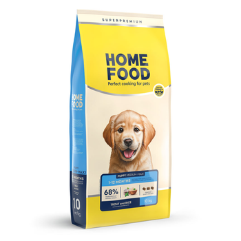 Гипоаллергенный сухой корм для щенков средних и крупных пород HOME FOOD Форель с рисом 10 кг