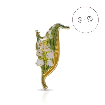 Значок BROCHE брошь бижутерия Цветы Ландыш белый BRGV115000