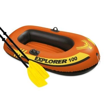 Лодка надувная Intex 58329-1 одноместная Explorer 100 147х84 см с веслами 2-х камерная из винила Оранжевая (33-9- 58329-1)