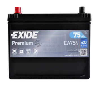 Автомобильный аккумулятор EXIDE Premium Asia EA754 75Аh 630Ah R+ D26