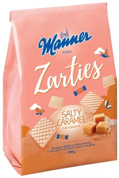 Вафлі Manner Zarties з начинкою солона карамель 200 г (9000331627526)
