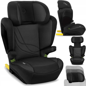 Детское автокресло MoMi MEI Black Isofix для детей ростом 100-150 см, широкое автокресло с Isofix, автокресло детское Isofix для авто, кресло в авто для детей
