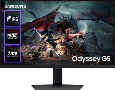 Монитор 27" Samsung Odyssey G50D (LS27DG502EIXCI) -- QHD 2K / IPS / 180Hz / 1 мс (GTG) / HDR10 / FreeSync Premium / G-Sync Compatible / Pivot / Black Equalizer (0T53HNMY400010) - Уценка