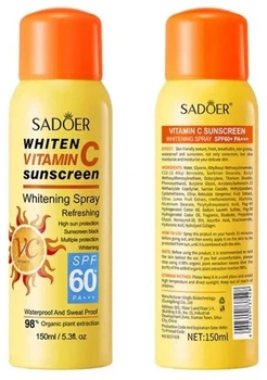 Солнцезащитный спрей с витамином C Sadoer Vitamin C Sunscreen Spray SPF60+ PA+++, 150 мл (6942349737428)
