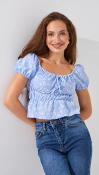 Блуза с узором женская LAWA WTC02437 XL Голубой shop (2000999209093)