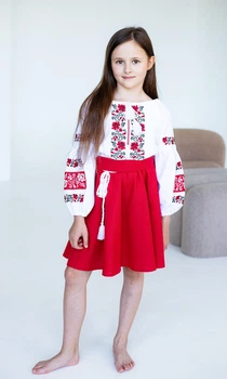 Дитяча сукня-вишиванка vishivano4ka 818-2.7 110 біло-червона