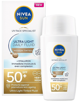 Fluid do twarzy przeciwsłoneczny Nivea Sun Ultra Light Daily Fluid Light Tinted SPF 50+ Medium Tinted 40 ml (4006000173009)