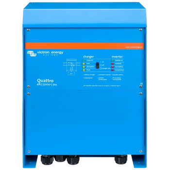 Гибридный инвертор с чистой синусоидой Victron Energy Quattro 48/5000/70-100/100, 1 фаза, 4 кВт, 48 В, 70A, VE.Bus, Blue