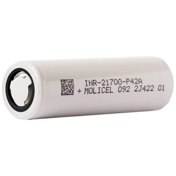 Акумулятор літій-іонний Molicel INR-21700-P42A 4200мАч Grade A високострумовий елемент живлення 21700 Сірий
