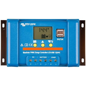 Контроллер заряда солнечной батареи с дисплеем Victron Energy BlueSolar PWM-LCD&USB 48-30, 48 В, 30A, 2хUSB, Blue