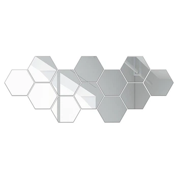 Дзеркальні акрилові наклейки для декору AcrylicStickers, сріблясті, 12 штук