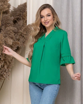 Жіноча базова блуза з рюшами на рукавах Uaclothes 52 Зелений (like33911-143171391)