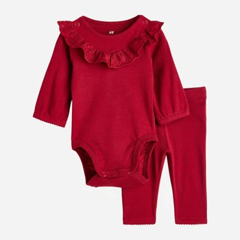 Детский комплект (боди + штанишки) для новорожденных девочек H&M 1114057001c29 50 см Красный (KC1000000051664)