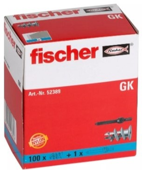 Zestaw kołków Fischer do płyt gipsowo-kartonowych GK 100 szt. (4006209523896)