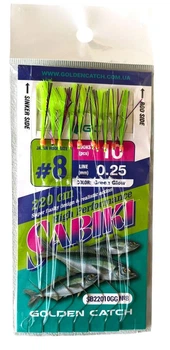 Самодур GOLDEN CATCH SABIKI SB22010GG № 8 (10 крючков) салатовый люрикс (ставрида, скумбрія, сарган)