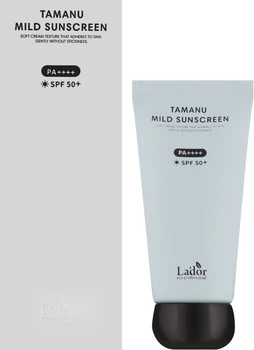 Сонцезахисний м'який крем La'dor Tamanu Mild Sunscreen SPF 50 з олією таману 50 мл (8809982980117)