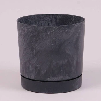 Горщик пластмасовий з підставкою TUBO P BETON EFFECT антрацитовий 11 см 93570