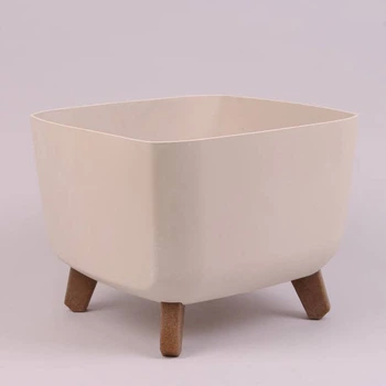 Горшок пластмассовый GRACIA SQUARE BETON EFFECT на ножках кремовый 23.5x23.5 см 93477