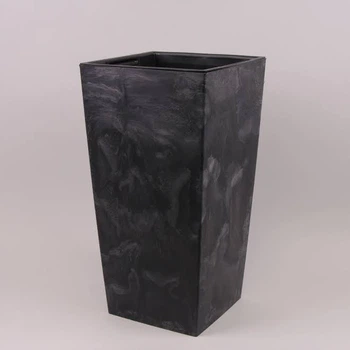Горшок пластмассовый с вкладом Urbi Square Beton Effect антрацитовый 14х14 см 91466