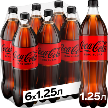 Упаковка безалкогольного напитка Coca-Cola Zero 1.25 л х 6 шт (5449000023742)