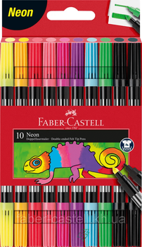 Фломастери Faber Castell 10кол. 151109 Fibre-Tip, двосторонні Neon /151109/