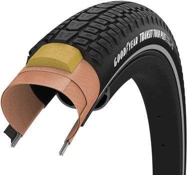 Покрышка 700x50 (50-622) GoodYear Transit Tour Plus S5:Protection, Wire, Black + reflective strips, 60tpi